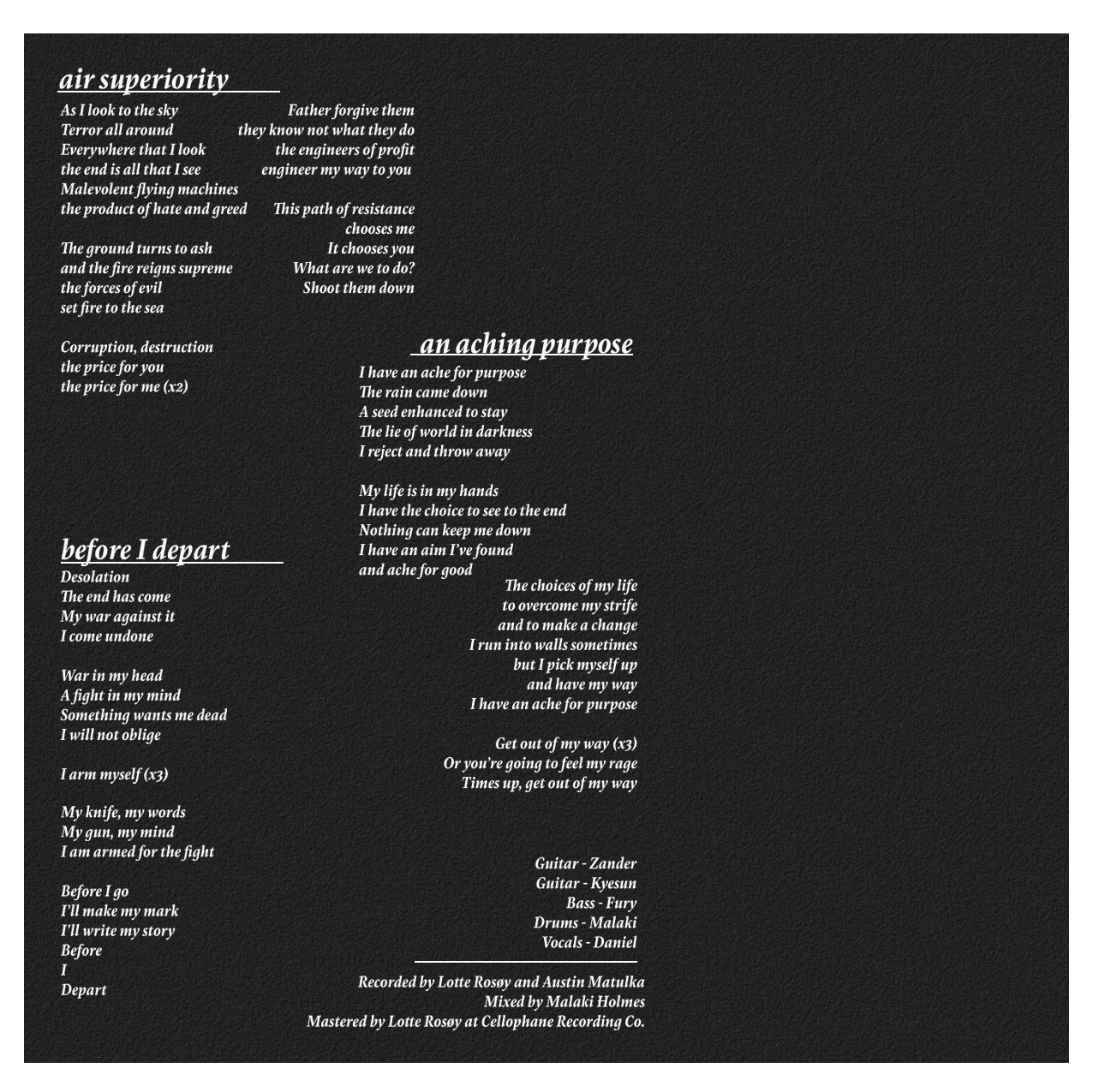 BEFORE I DEPART - DEMO 2025